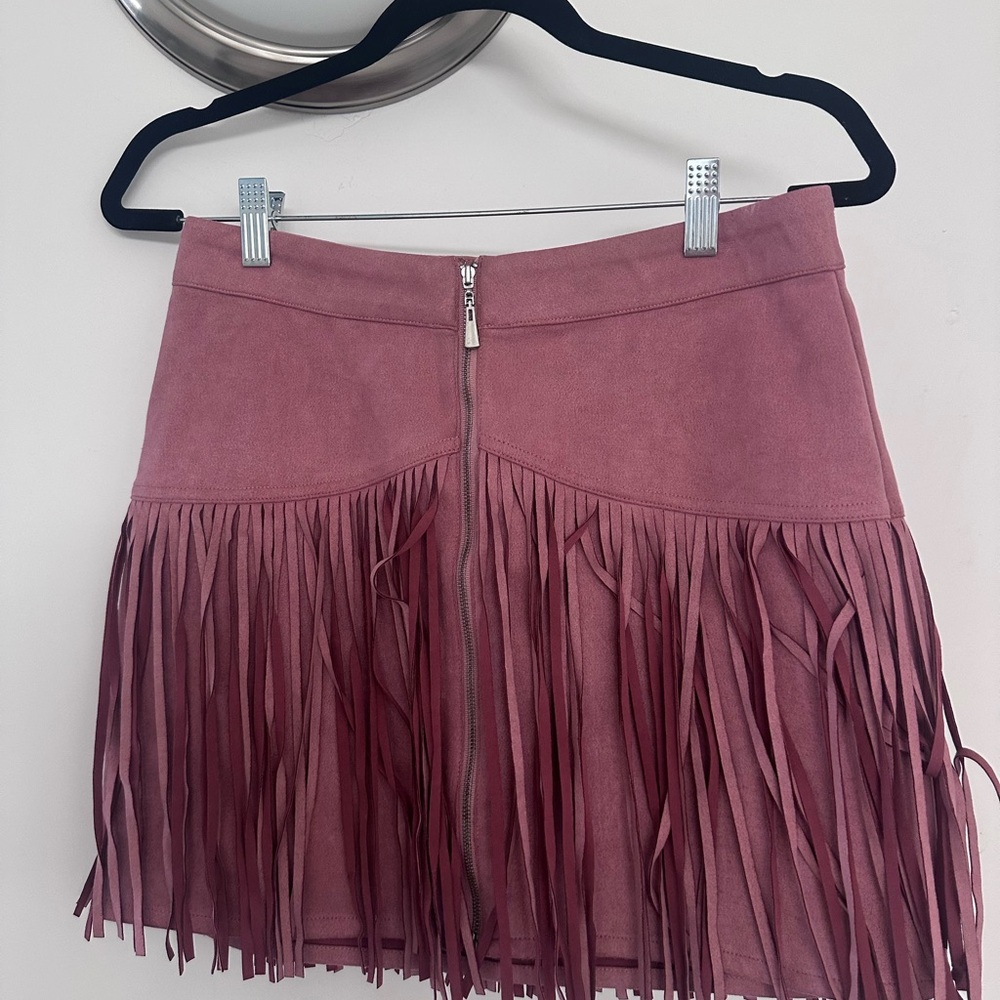 NBD x Naven Pink Fringed Mini Skirt